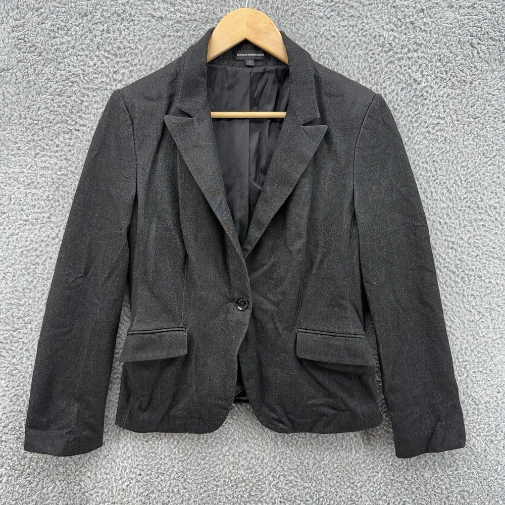 Express Design Studio Black Single‎ Button Long Sleeve Blazer Jacket Size 12